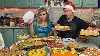 МУКБАНГ 😋 Дегустация НОВОГОДНЕГО СТОЛА за 5000 рублей 🎄🎅 НАЕЛИСЬ от ПУЗА 😮 [upl. by Cline310]