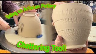 Chattering Pottery with an Artisian Pottery Tools Trimming Chatter Tool [upl. by Sabba]