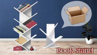 How to make bookstand paper board Bookshelf Organization Ideas Bookcase Design Book Rack craft [upl. by Donnamarie350]