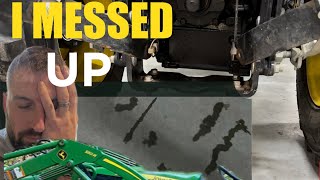 John Deere 2025r Hydraulic Oil Leak amp Change w Major DETOUR [upl. by Ijuy]