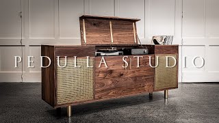 PEDULLA STUDIO  Building a Walnut amp Brass Record Cabinet [upl. by Atiugal]