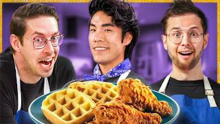 Try Guys Make Chicken amp Waffles Without A Recipe 2023 Live Special [upl. by Reltuc644]