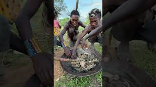 This is a huge Love sharing a Food together middle of Jungle 😋😮hadzabetribe villagelife food [upl. by Yroggerg]