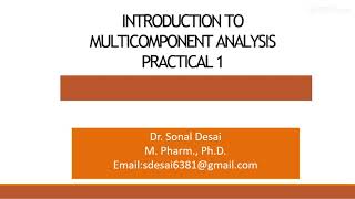 Practical 1Introduction to Multicomponent Analysis [upl. by Ilbert]