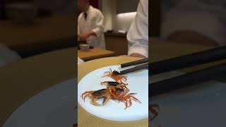 Trying live DEEP FRIED SOFT SHELL CRAB at Omakase Kame in Las Vegas NV🦀 [upl. by Darren]