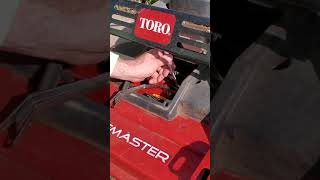 How to adjust and tighten blade engage belt on a 30quot Toro Turfmaster [upl. by Ahsieuqal789]