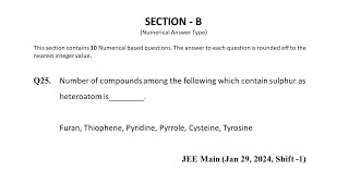 Q25 JEE Main Chemistry PYQ Jan 29 2024 Shift 1  GOC Biomolecules  NEON JEE NEET [upl. by Ymaj]