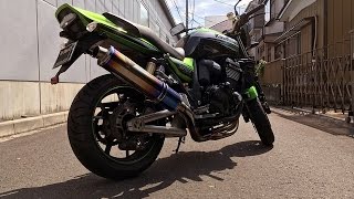 ZRX1200D ダエグ DAEG アールズギアrs gear フルエキゾーストマフラー ソニック シングル ドラッグブルー SK0501DB Exhaust Sound [upl. by Esiocnarf]