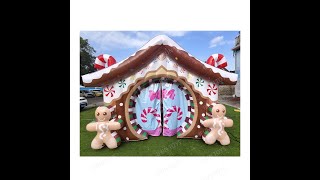 Hot Sales Xmas Themes Gingerbread House Inflatable Candy House Santa Grotto [upl. by O'Donnell]