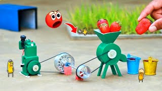 Tractor making strawberry juice A to Z process science projectdiy tractor home made juice machine [upl. by Royall]