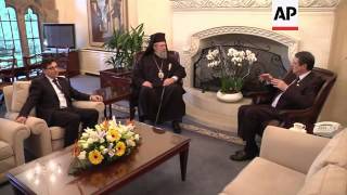 Archbishop Chrysostomos II meets President Anastasiades for talks [upl. by Biddy]