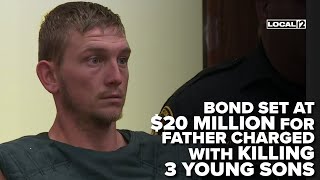 COURTROOM VIDEO Bond set at 20 million for father charged with killing 3 young sons [upl. by Yatnod]