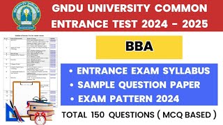 GNDU BBA Entrance Exam Syllabus 2024  Exam Pattern  Sample Question Paper  Exam Tips [upl. by An]