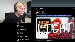 xQc reacts to Anthony Fantano Giving JColes New Project a 3 [upl. by Rehttam]