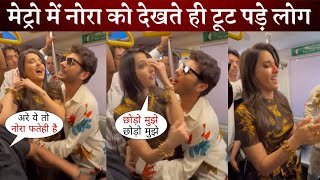 Nora Fatehi Badly Mobbed by Fans Crowd in Mumbai Metro During Madgaon Express Promotion [upl. by Heim]