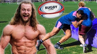 Bodybuilder Tries Rugby Gets SMASHED [upl. by Hploda]