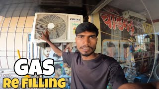 Voltas AC R 32 gas Re Filling in Chandigarh Salon Pipra  EHSAN [upl. by Akemihs]