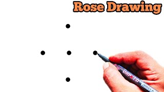 ROSE Drawing From 5 Dots Easy 🌹 How to Draw a Rose step by step  Dots Drawing [upl. by Anyaj]