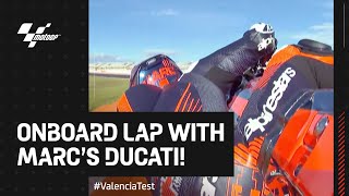 Onboard lap at Valencia with Marc Marquez amp his Ducati 🏍️  ValenciaTest [upl. by Bonita]