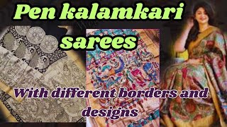 Pen kalamkari sarees  different fabrics with latest designs divyakiranvlogs penkalamkari [upl. by Sito]