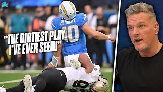 Saints Player Tried quotDirtiest Play Ever Seen In Footballquot Pulling On Herberts Leg  Pat McAfee [upl. by Colette]