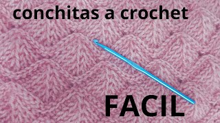 como tejer a crochet punto conchitas imitacion dos agujas [upl. by Eycal52]