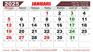 KALENDER TAHUN 2025 LENGKAP DENGAN HARI LIBUR NASIONAL [upl. by Yroffej]