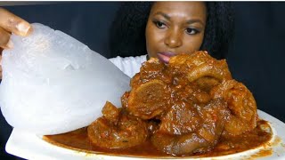 Asmr mukbang cow leg tomatoes soup with fufu [upl. by Gamal]