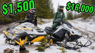 CHEAP vs EXPENSIVE Snowmobile in the Backcountry [upl. by Silvan]