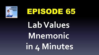 Ep 65 Lab Values Mnemonic in 4 Minutes [upl. by Aieka]