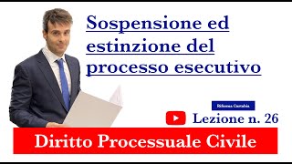 Procedura civile lezione n26 Sospensione ed estinzione del processo esecutivo [upl. by Melar730]