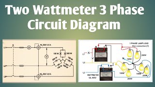 Two wattmeter 3 phase Circuit Diagram Two Wattmeter Method Of Power Measurement Three Phase Circuit [upl. by Anohr]