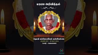 Mrs Subramaniam Valliammai  RIP  Jaffna shrots [upl. by Ettevahs]