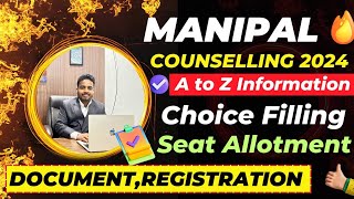 MANIPAL Counselling Process 2024 🔥 Manipal Choice Filling  MET Counselling 2024  MET Cutoff 2024 [upl. by Gawen136]