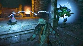 Geralt and Keira Defeat Golem in Dungeons Witcher 3  Boss Fight [upl. by Ymmac]