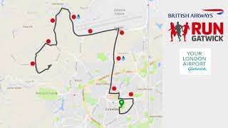 British Airways Run Gatwick International Half Marathon route [upl. by Alric]