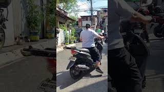 oops amazing woman driving single motorcycle in blouse and skirt mcgicares mcgishines admp7179 [upl. by Rekyr963]