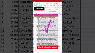 Convert number ❤️‍🔥to word in excel  youtubshort viralvideoshort msexceltutorialinhindi [upl. by Woodring]