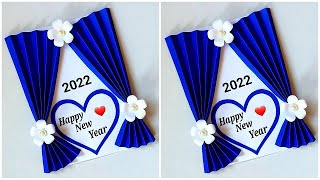 Happy New year card making 2022  DIY New year card ideas  Easy and beautiful card for New year [upl. by Ylsew]