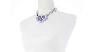 Betsey Johnson Anchor Pave Heart Pendant NecklaceSKU 8882663 [upl. by Laeno]