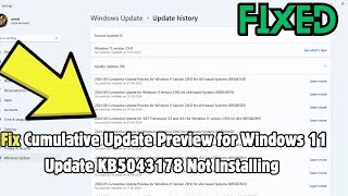 How to Fix Cumulative Update Preview for Windows 11 Update KB5043178 Not Installing On Windows 11 [upl. by Akienaj]