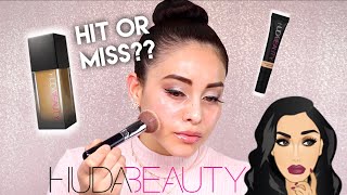 IS HUDA BEAUTY DRY SKIN APPROVED  HUDA BEAUTY FOUNDATION amp CONCEALER REVIEW [upl. by Leahplar]