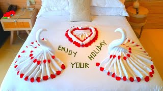 Towel art in housekeeping week 2024  towel folding swan towel orgami  DESIGN AND ART [upl. by Eliathan243]