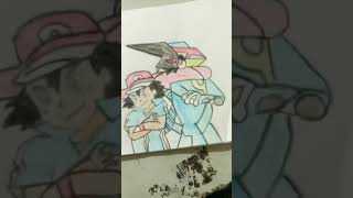 how to draw Ash and greninja drawing [upl. by Ynohtnanhoj]