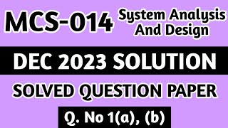 P1 Q 1a b  MCS 014 Dec 2023 Solution  MCS 014 Solved Question Paper  Mcs 14 Important [upl. by Barnum]