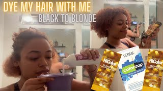 DYE MY HAIR HONEY BLONDE FROM BLACK BOX DYE USING COLORZAP ✨ [upl. by Tennies453]