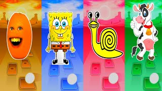 Annoying Orange🆚SpongeBob SquarePants🆚Slow Seline🆚FUNNY COW❤️Who is best player [upl. by Shelbi64]