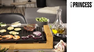 Princess 103025 Table Chef Duo – Teppanyaki and Grill plate – Black coating – Bamboo [upl. by Anah355]