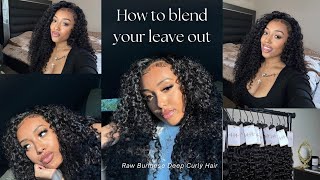 HOW TO Blend Your Leave Out With Curly Hair😍 Flip over sew in [upl. by Llenra]