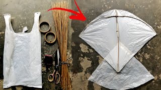 How To Make A Kite With Plastic Bag amp Broom Stick shopper ki kite kaise banane Full Detail in 2024 [upl. by Inamik]